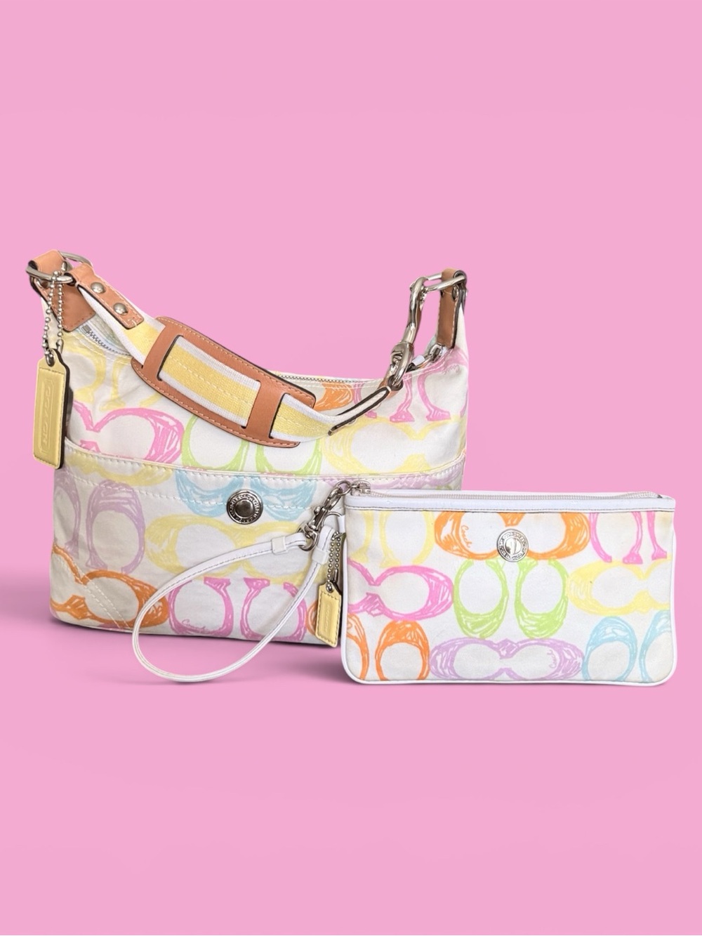 Vintage Coach Hamptons Scribble Hobo + Wristlet Set | Y2K Archival | EUC